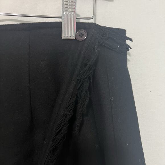 Austin Clothing Co Women Black Wool Blend Midi Wrap Skirt Fringe Size M OldMoney - Picture 2 of 10